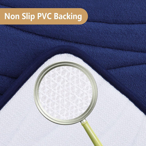 Buganda Memory Foam Bathroom Rug Mat 44x24, Extra Soft Absorbent Non-Slip Machine Washable Bath Rugs for Floor, Navy
