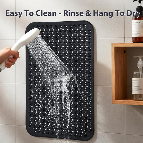 17x30 Inch Black Bathtub Mat Shower Mat Non Slip Standard Size, Soft Bubble Bath Tub Mat Shower Mats for Inside Shower