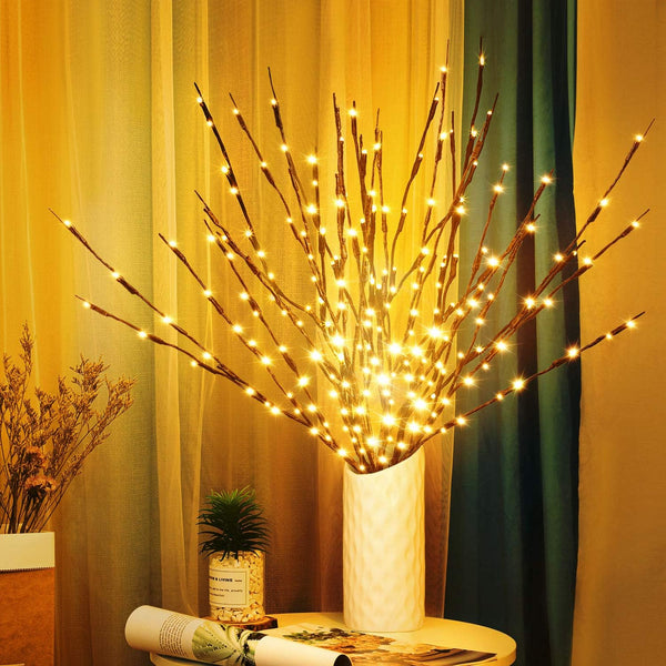 KXCOFTXI 3 Pack Twig Lights, Prelit Branches, USB Plug in with 60 LED Bulbs, Decorative Lights for Indoor Party