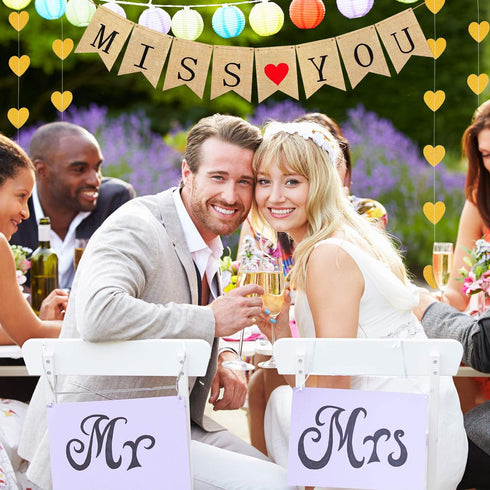 Gejoy 14 Pcs Farewell Party Decorations Supplies Kit, We Will Miss You Banner, Burlap Bunting, Gold Glitter Confetti