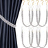 Blulu 6 Pieces Braided Curtain Tiebacks with 6 Metal Hooks for Window Curtain Accessories (Silver)