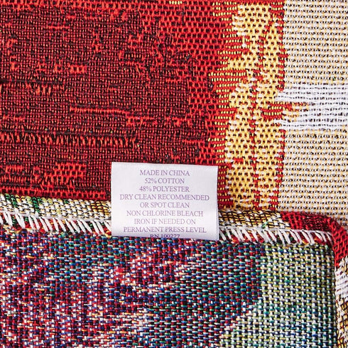 Decorative Christmas Poinsettias Candles Design Tapestry, 13" X 70" Table Runner