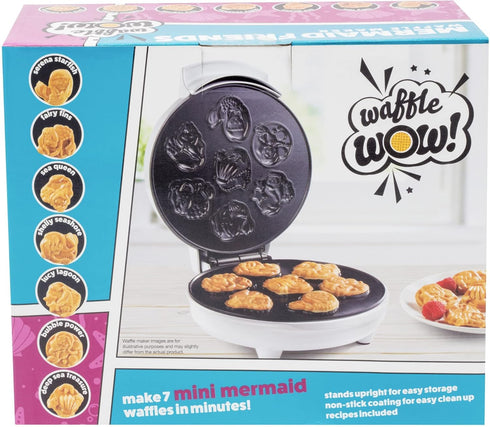 Mermaid Waffle Maker, Create 7 Different Shaped Waffles, Electric Nonstick Waffler Iron for Kids & Adults