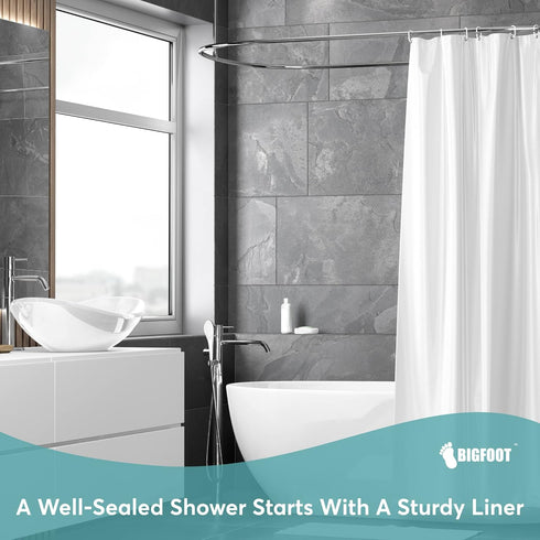 BigFoot Shower Curtain Liner – 72 x 72 PEVA Premium with Rustproof Metal Grommet, White