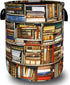RGIFYIAE Retro Wooden Bookshelf Laundry Basket Oxford Cloth Books Laundry Hamper With Handle