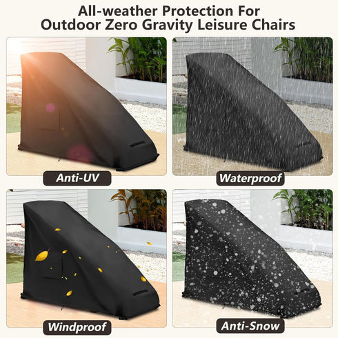 600D Cover.black,39" 26" 45" Zero Gravity Chair Cover,Outdoor Heavy Duty Waterproof Zero Gravity Lounge Chair