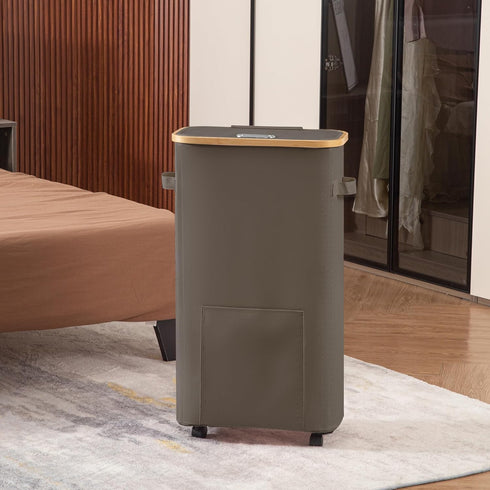 Vincona Laundry Basket with Wheels, Tall Dirty Clothes Hamper on Wheels, Rolling Laundry Hamper with lid for Dorm