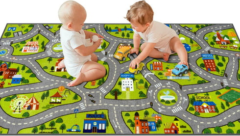 79"x39" STARUIA Washable Kids Carpet Play Mat Rug for Boys Play Room, Baby Fun Learning Car Rug for Kids Toy Cars