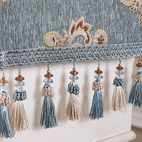 15.735.4 Inch European-Style Bedside Tablecloth Jacquard Table Cover Fabrics Table Cloth Dust Cover Embroidery Tassel