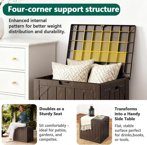 30 Gallon Outdoor Storage Box, Waterproof Resin Deck Box Organizer for Patio Cushion Storage, Lockable Outside
