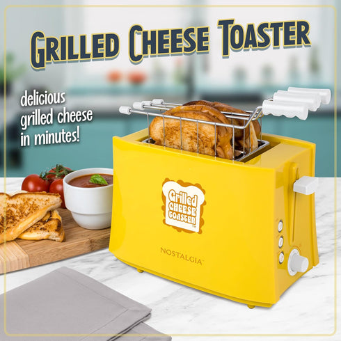 Nostalgia Grilled Cheese Toaster with Easy-Clean Toaster Baskets and Adjustable Toasting Dial with Wide Slots by Nostalgia