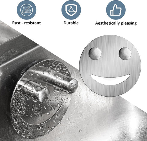 Yoshiky 2 Pack Stainless Steel Smiley Face Dish Sponge Holder, Silver Sink Caddy Organizer Storage with Suction Cup