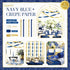 NICROLANDEE Navy Blue Party Decorations - 6 Rolls of Navy Blue Gold Ivory Crepe Paper Streamers for Wedding Birthday
