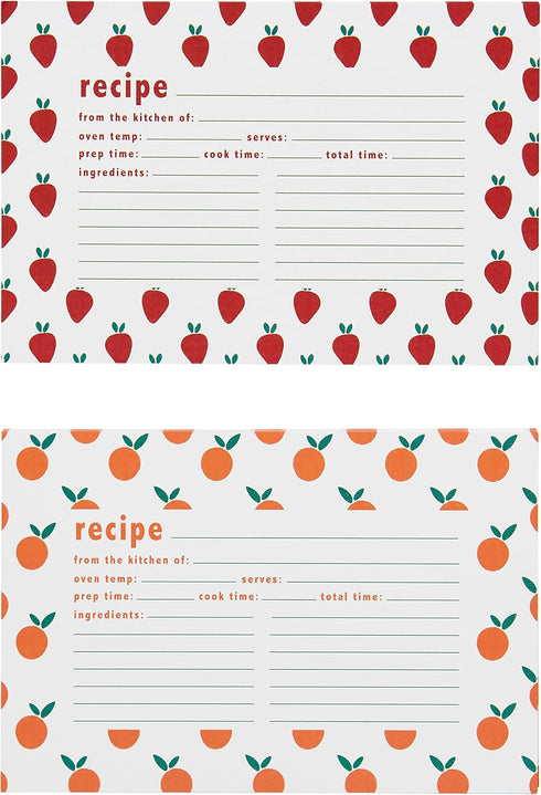 C.R. Gibson Fruit Double-Sided Recipe Card Set, 4" W x 6" L, Multicolor