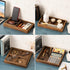 Set 7 Yangbaga Rustic Wooden Serving Trays with Handle - of Rectangular Platters for Entertaining, Breakfast, Coffee