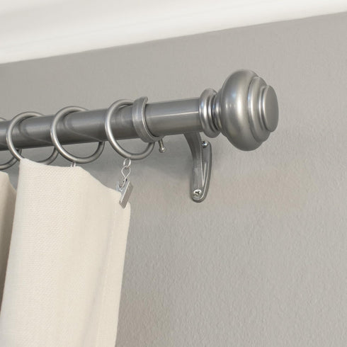 Decopolitan 1-Inch Urn Single Window Treatment Rod Set, 36 to 72-Inch, Antique Silver