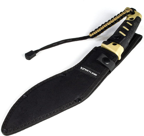 WEYLAND Kukri Machete Knife - Tactical MOLLE Sheath, Fixed Full Tang Steel Blade for Camping, Gardening, Yard Work