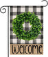 Welcome Summer Garden Flag for Outside - Buffalo Plaid Boxwood Wreath Small Yard Flag, 12x18 Double Sided