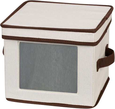 Household Essentials China Plate Storage Box, Holds 12 Dessert Plates or Bowls, Windowed Panel, Sturdy Frame,
