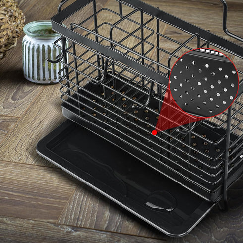 Utensil Holder, 3 Compartments Stainless Steel Utensil Drying Rack, Dish Drainer for Kitchen Counter, Silverware