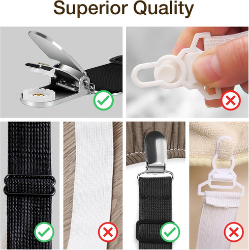 JELLYMONI Adjustable Bed Sheet Straps, Elastic Fasteners with Metal Clips, Fitted Holders for Mattress Cover, Sofa