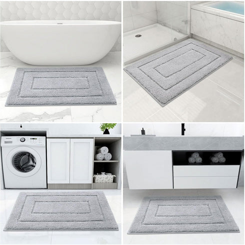 Buganda Bathroom Rugs, 24" x 16", Soft Microfiber Non-Slip Shaggy Bath Carpet, Machine Wash Dry