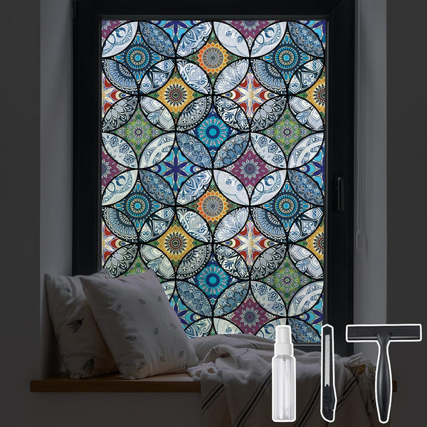 DKTIE Static Cling Decorative Window Film with Installation Tools, Non-Adhesive Privacy Film for Bathroom Shower Door,