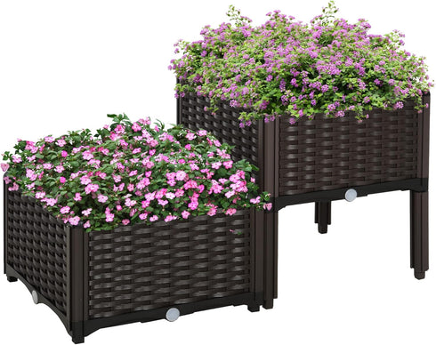 Outsunny 2 Piece Raised Garden Bed with Legs, Planter Box Raised Bed