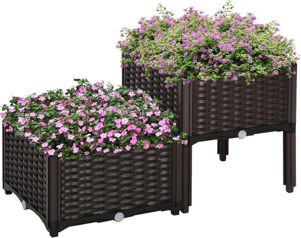 Outsunny 2 Piece Raised Garden Bed with Legs, Planter Box Raised Bed