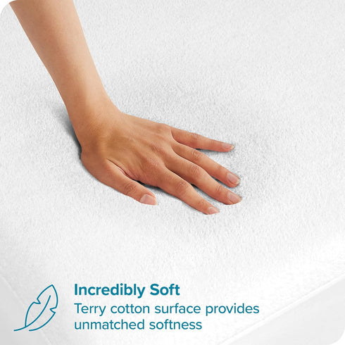Bare Home Full Extra Long Mattress Protector - Premium 100% Waterproof, Cooling, Vinyl Free (Full XL, White)