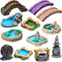 Woodpile Pool Miniature Fairy Garden Accessories,Miniature Pond Lawn Garden Ornament Figurines, Mini Lighthouse Water Well Bridge Figurines, Micro Landscape Ornaments for Garden DIY Kit