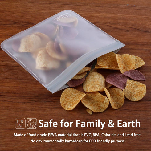 SPLF 12 Pack Dishwasher Safe Reusable Storage Bags, Extra Thick Freezer Bags, Leakproof Silicone and Plastic Free
