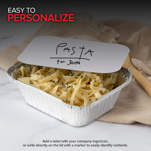Stock Your Home 1 Lb Aluminum Disposable Cookware with Lids (25 Pack) - Foil Pans & Cardboard Lids for Takeout