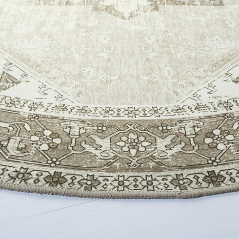 3' (TSN102W) SAFAVIEH Washable Rug Tucson Collection - Round, Sage & Ivory, Slip Resistant & Easy to Clean, Ideal