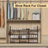 DYJIEKAI 3 4 24-30 Closet,Wide Row Tier Long Shoe Rack, Black Metal Stackable Shoe Shelf with Multifunctional Hooks