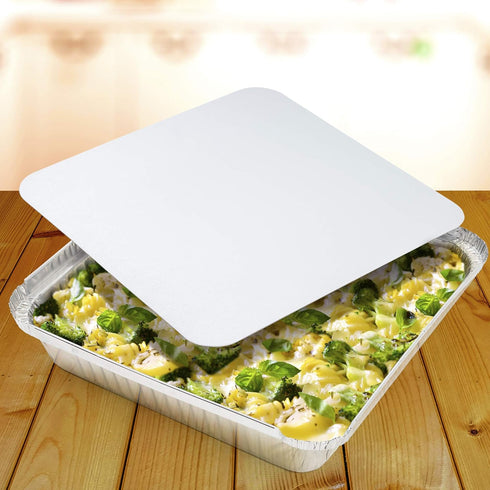 MATANA 9x9 Aluminum Pans with Lids, 25 Pack Disposable Aluminum Foil Cake Baking Pans
