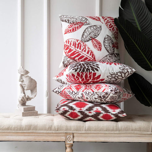 PHANTOSCOPE Set of 4 New Living Series Decorative Throw Pillow Case - Red, 18" x 18" inches, 45cm x 45cm