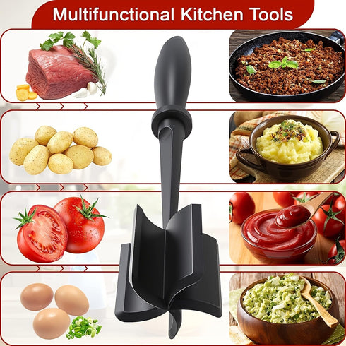 2Pcs Meat Chopper Tool, Ground Beef Meat Masher, Plastic Meat Spatula Chopper, Silicone Chop and Stir Kitchen Tool for