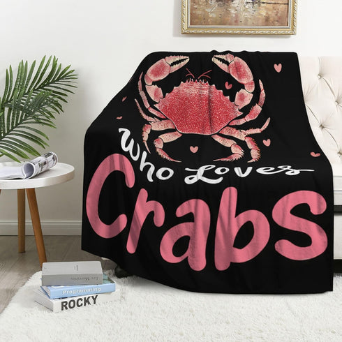 Cozy 40"X50" Crabs Blanket Just A Girl Who Love Crabs Fleece Throw Blanket Super Soft Warm Fuzzy Plush Crab Blanket