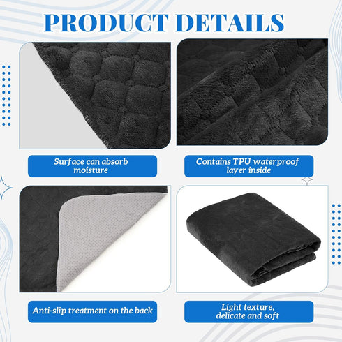 Comfort(Black,27.5 27.5 Inch) SmoothNovelty Waterproof Mat Reusable Stainproof Blanket Quiet Easy Use Towel Protector