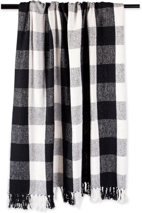 DII Buffalo Check Collection Rustic Farmhouse Throw Blanket, 50x60, Black/White