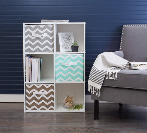 Set 4 DII Non Woven Polyester Storage Bin, Chevron, Gray, Small