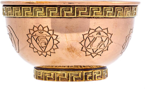 7 Chakras Copper Offering Bowl - Altar Use, Ritual Offerings, Home Decor, Meditation Accessories, Incense Holder