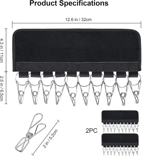Hat Rack for Baseball Caps - Organizer Holder for Hanger & Room Closet Display, 2 Pack with 10 Hat Storage Clips (Black)