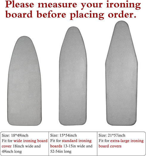 Dalykate 15x54 Ironing Board Cover and Pad - Elastic Edge, Scorch and Stain Resistant Thick Padding with Fasteners