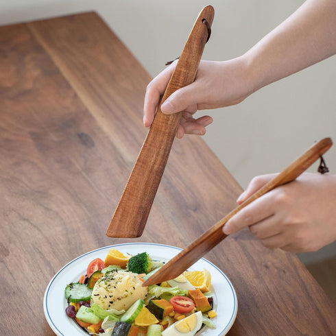 Muso Wood 12" Acacia Wood Spatula for Cooking, Small Flipper, Non-Stick Spatula Set, Multi-Purpose for Flipping and