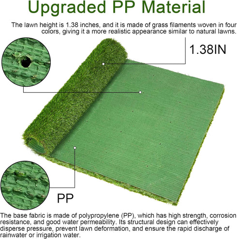 THREE ORANGES 47x31IN, 1.38" Artificial Grass Mat Thick Realistic Dog Potty Grass with Drainage, Cuttable Fake Grass