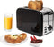 Moss & Stone 2 Slice Toaster with 1.5in Extra-Wide Slot, 5 Shade Settings, Removable Crumb Tray, Black