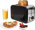 Moss & Stone 2 Slice Toaster with 1.5in Extra-Wide Slot, 5 Shade Settings, Removable Crumb Tray, Black