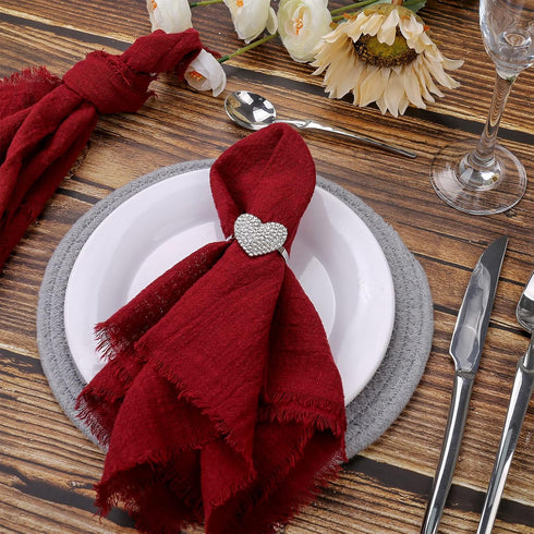 LogHog Valentine's Day Napkin Rings Set of 6 - Handmade Heart-Shaped Napkin Rings for Wedding, Valentine's, Birthday